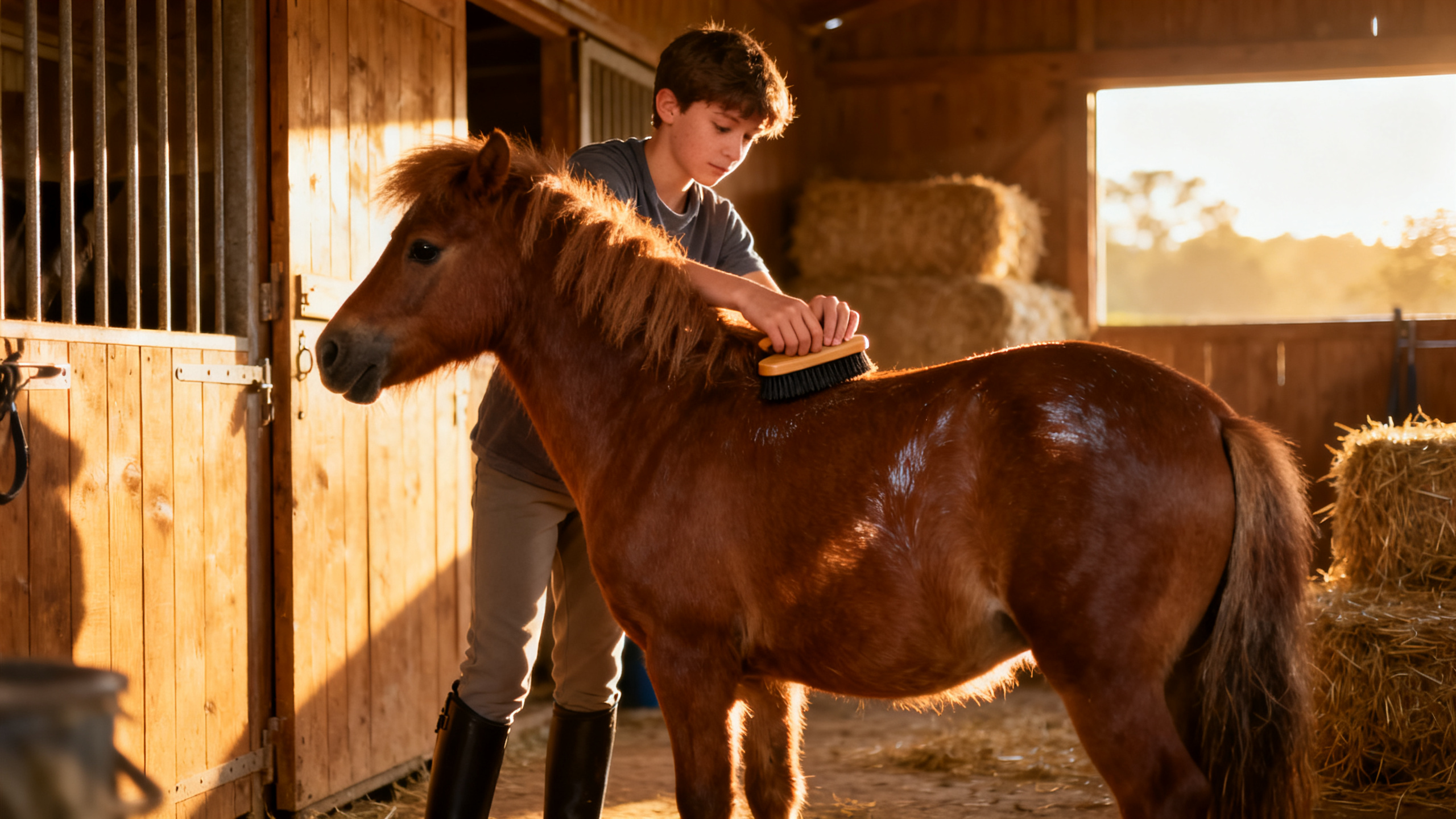 Soins du poney après le cours : apprendre les bons gestes
